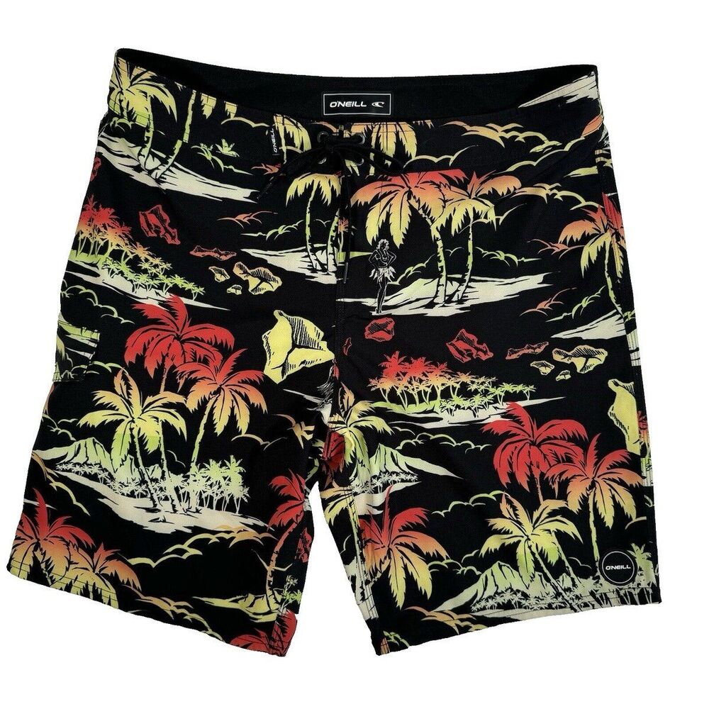 O'Neill Men's Chuns Mix 20" Tropical Hula Dancer Boardshorts Surf Shorts 36